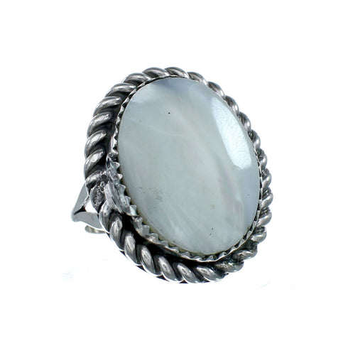 Mother of Pearl Navajo Sterling Silver Ring Size 7-1/4 SN20254